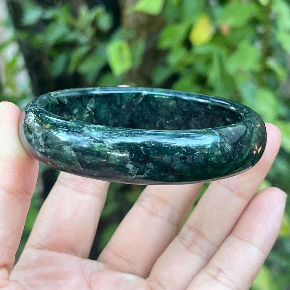 62mm‎ inner diameter dark green xiuyu jade bangle
